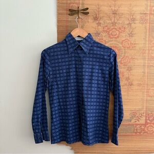 Bianzino Italy Geometric Brocade Button Down Shirt